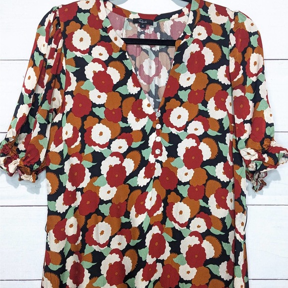 Rails Floral Midi Dress - Red, Black, White - Picture 6 of 11